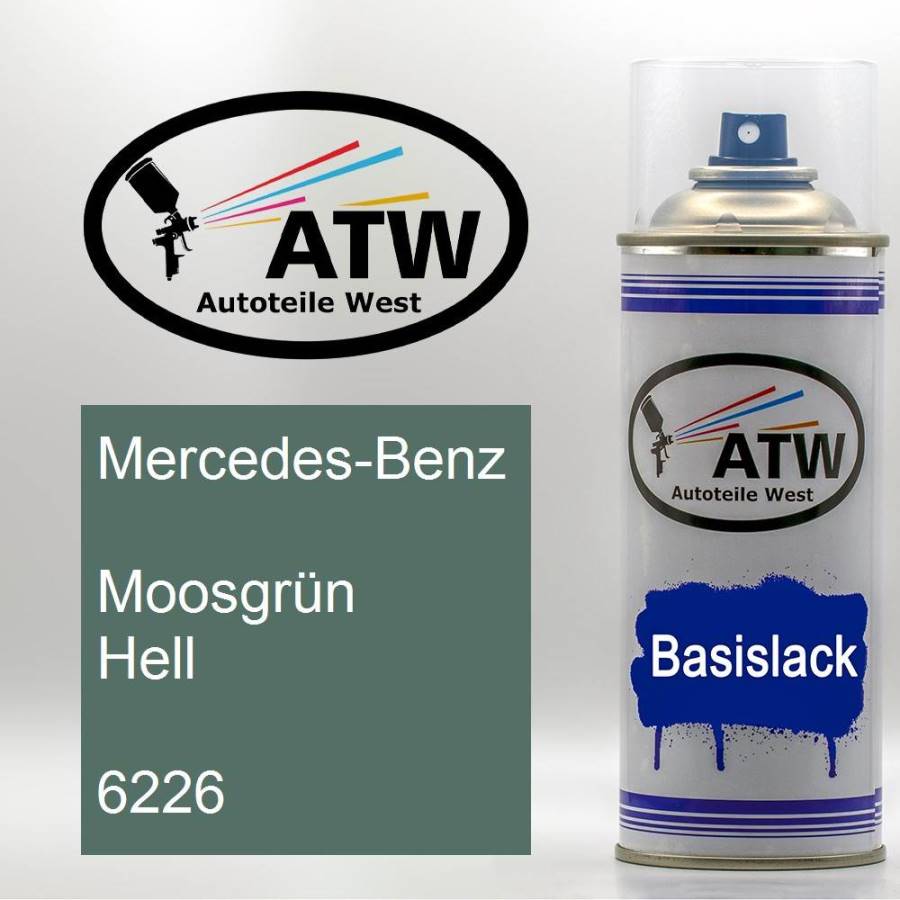 Mercedes-Benz, Moosgrün Hell, 6226: 400ml Sprühdose, von ATW Autoteile West.